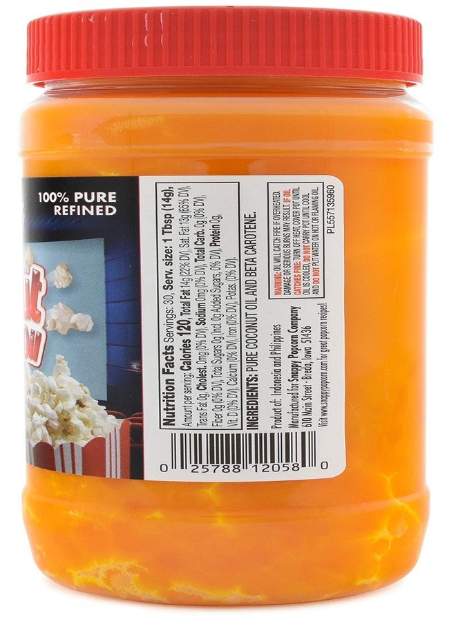 Snappy Butter Flavored Coconut Oil for Home Movie Theater Popcorn, Naturally Colored with Beta Carotene, 15 ounce, Premium Cooking Oil for Snack Preparation - Image 2